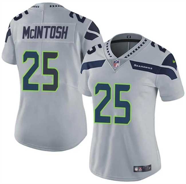Women%27s Seattle Seahawks #25 Kenny McIntosh Gray Vapor Limited Football Stitched Jersey Dzhi